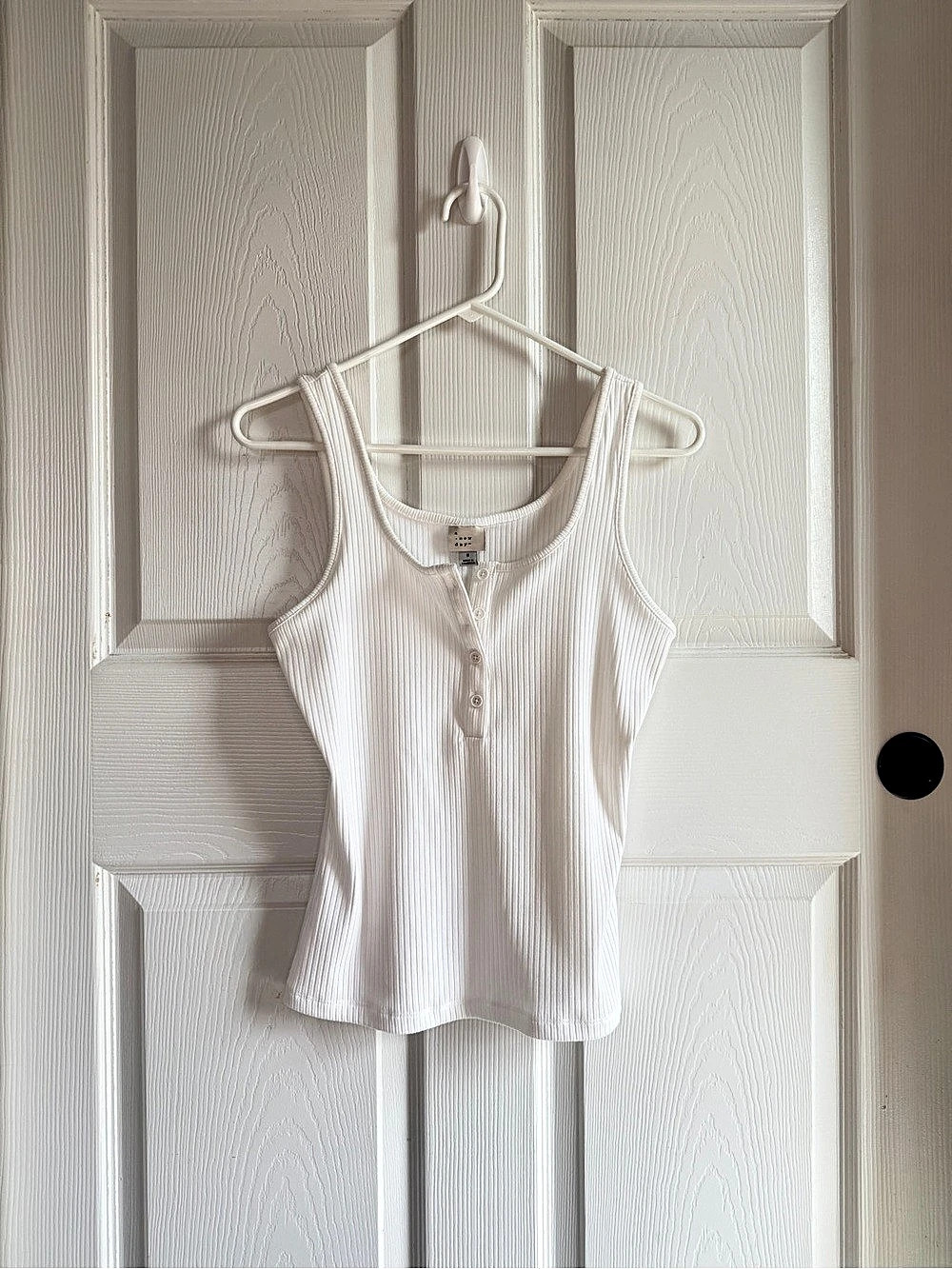 a new day Asymmetric Button-Front Tank Ribbed Striped White Size Small